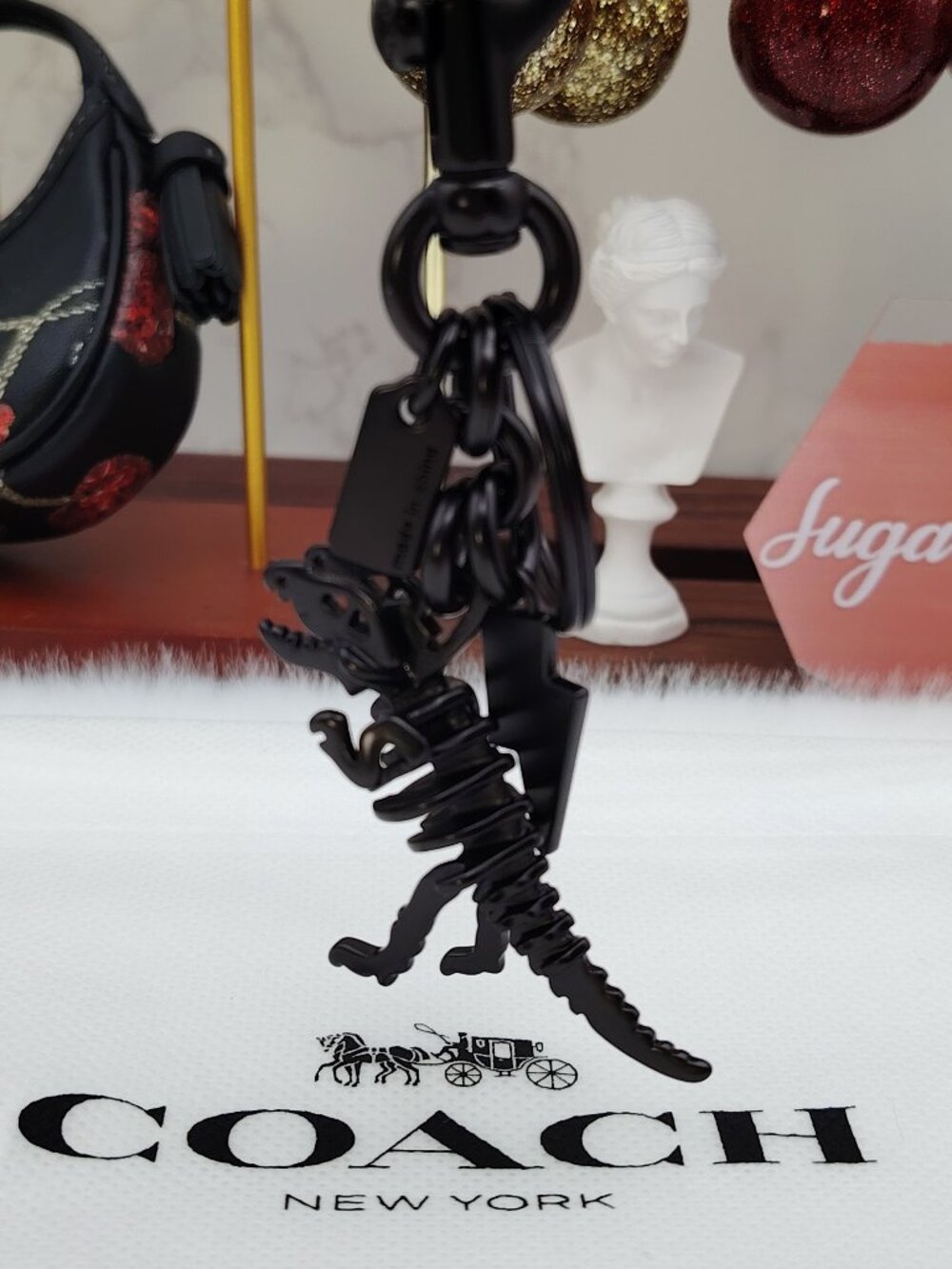 Coach Black Rexy Skeleton Bag Charm Keychain Coach Bag Accessories - Picture 8 of 9